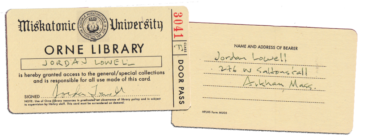 Orne Library card