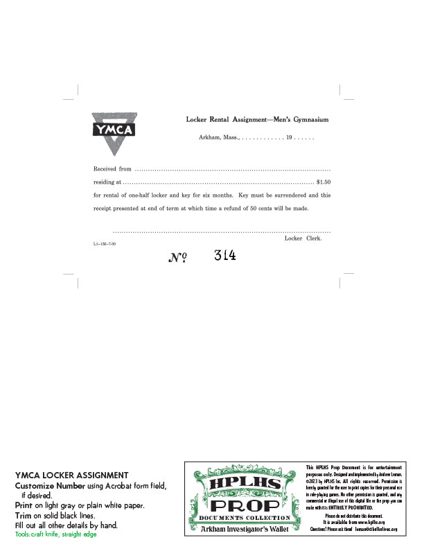 YMCA Locker Assignment