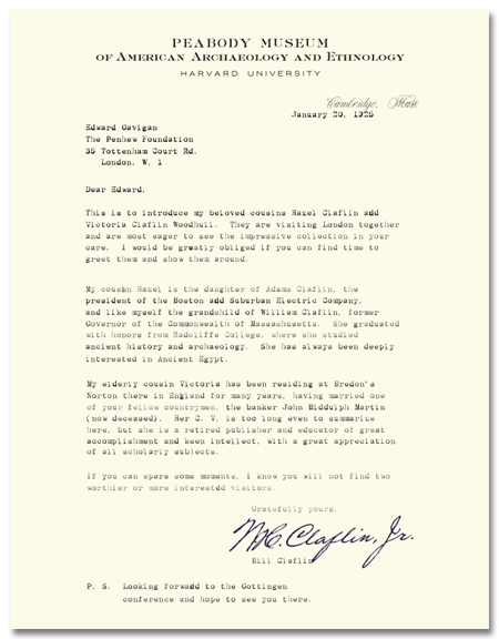 Peabody Museum letter