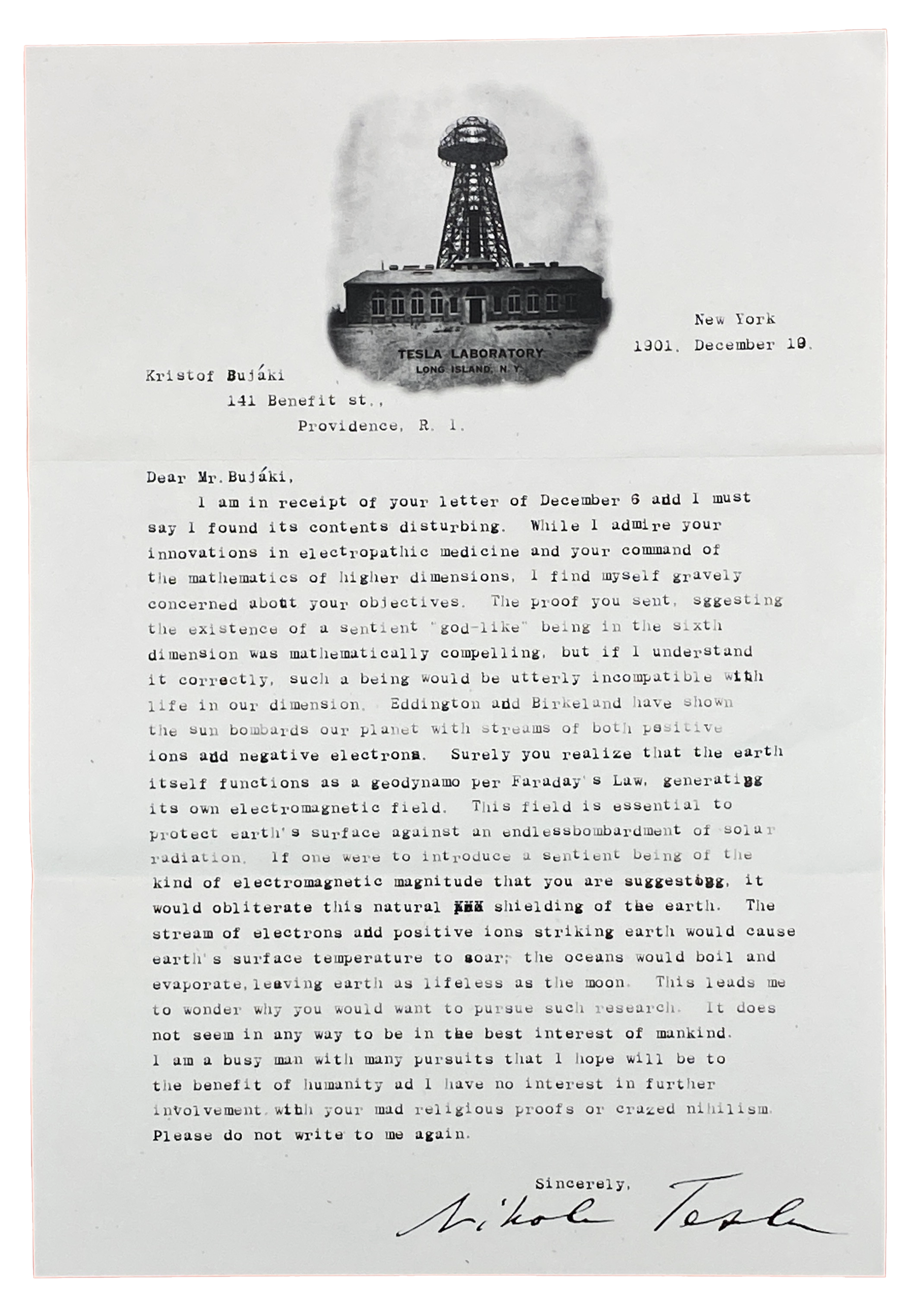 Tesla Letter